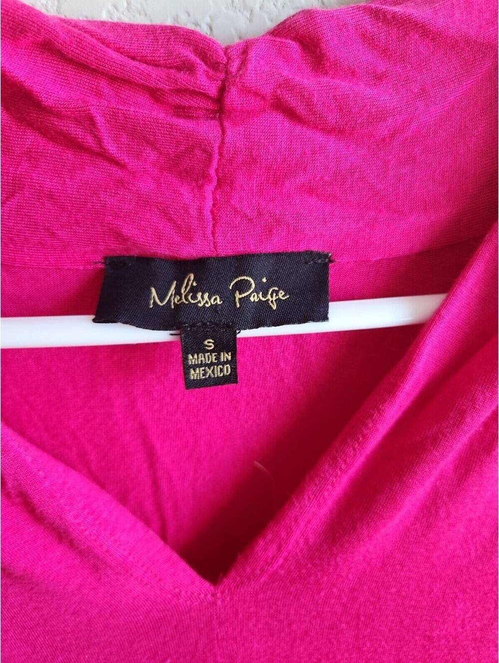 Melissa Paige Womens Sz S Hot Pink V Neck Sleeveless Draped Blouse - Picture 2 of 3